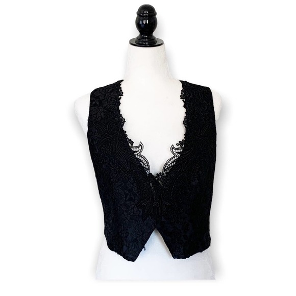Vintage Jackets & Blazers - Vintage Black Lace Vest